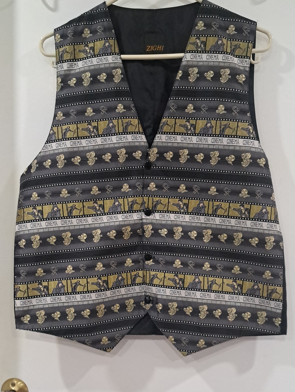 Black & Gold Cinema Themed Patterned Men's Vest